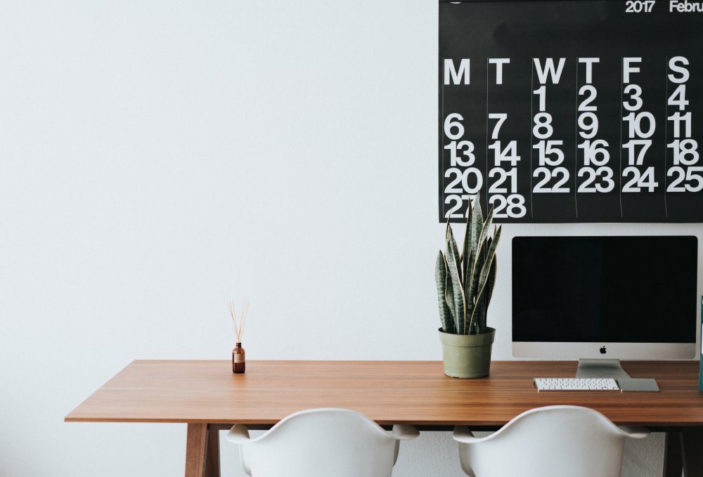 desk with calendar