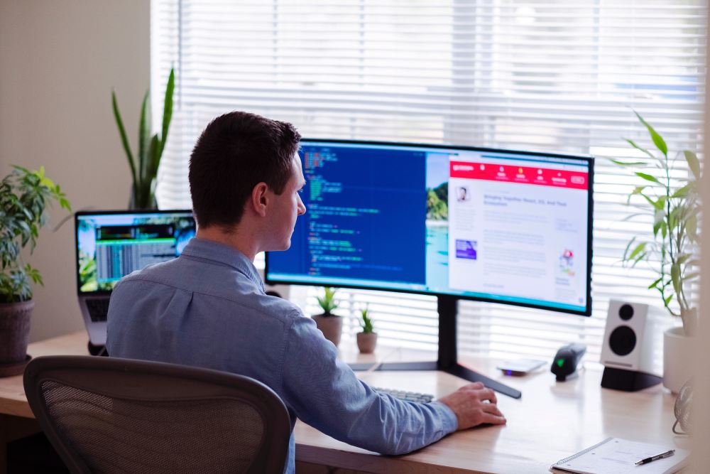 man using a computer