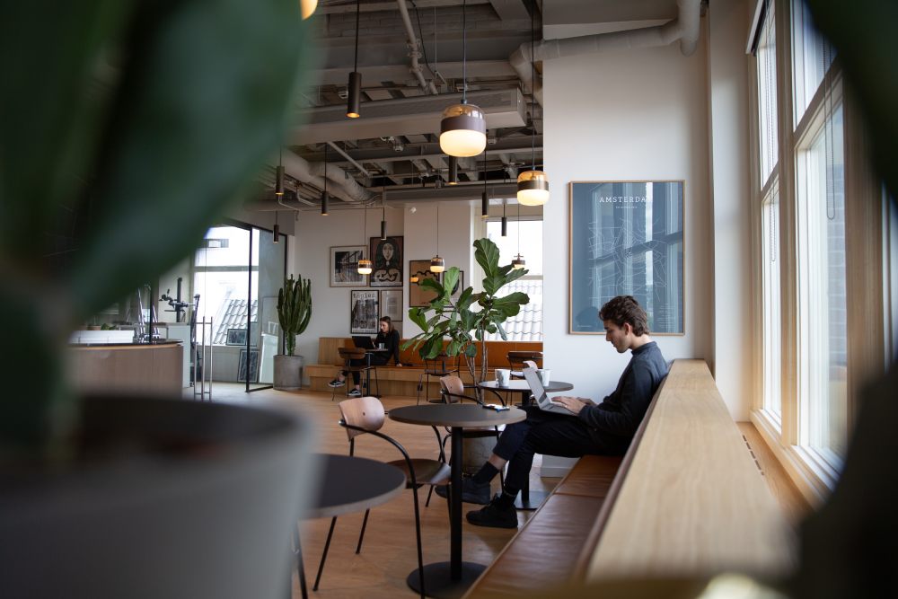 man in a cafe