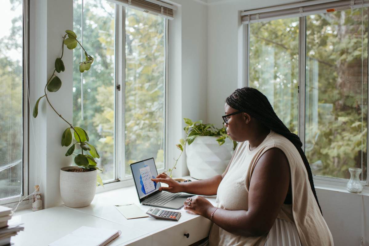 woman using a laptop